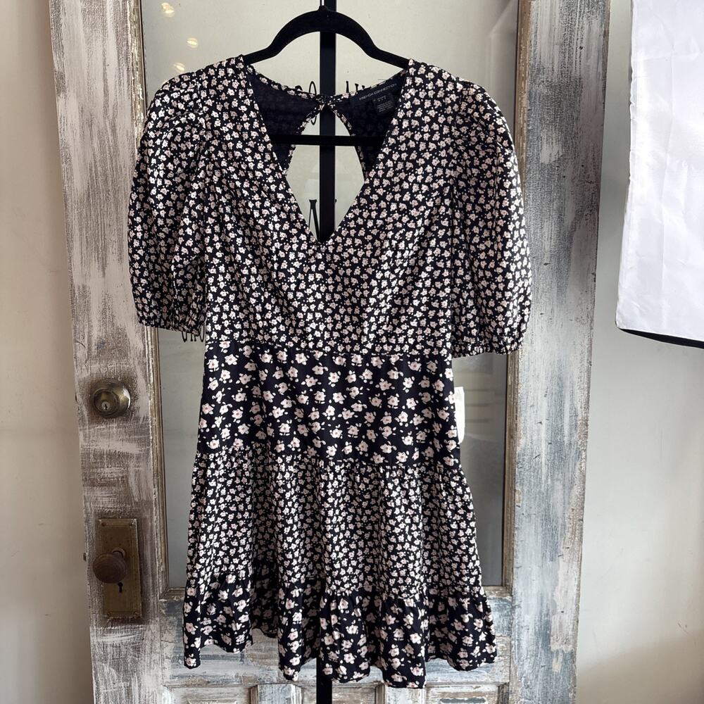French Connection Floral Dress Cottagecore Coquette Puff Sleeve Women 10